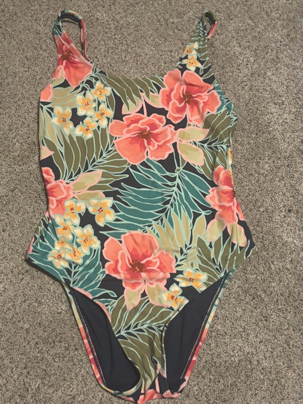Hurley Tropical Floral One-Piece Swimsuit - Teal, Coral & Navy